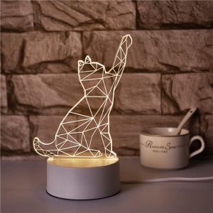 Animal Light Cat / Cats 3D Acrylic LED Lamp Night Desk Room Lamp Cat Lovers Personal Use or Gifting