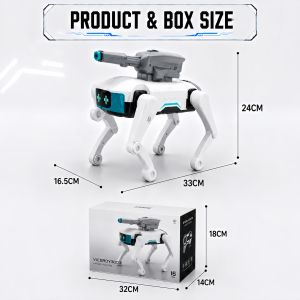 Beige Smart Robot Dog Toy for Kids Remote Control Water Bullet Shooting Dancing Music Spray Electronic Pet Interactive Action Toy with Dual Batteries
