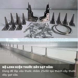 Bộ linh kiện lắp thước dây gạt vữa dài 2m (không kèm thước nhôm 25x50)