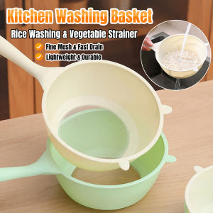 Ellebreen Rice Washing Spoon Plastic Fruit Vegetable Drain Basket Soy Milk Filter Kitchen Colander 1Pcs