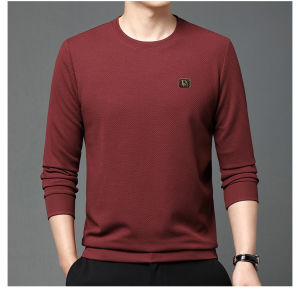 IELGY Casual Long-sleeved Mens Swedshirt Korean Fashion Autumn and Winter Simple Business Long-sleeved Mens T-shirt