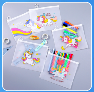 Tempat Pensil Transparan Unicorn / Map File Unicorn / Zipper Bag