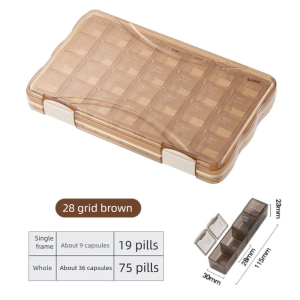 Tablet Dispenser Container7 Days Weekly  Pill Box high-capacity Travel Independent Lattice 28 Grids