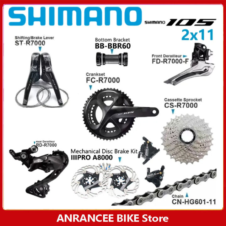 SHIMANO 105 R7000 2x11 Speed Groupset Road Bicycle Disc Brake Set 165 170 172.5 175mm 50 34T 52 36T 53 39T Road Bike Bicycle Kit Groupset IIIPRO Mechanical Disc Brake Lazada PH