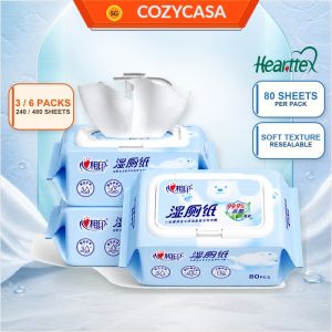 【CozyCasa】 【3/6Packs】心相印Hearttex Wet Toilet Paper 80 Sheets Moist Wipes for Bathroom Personal Cleansing Travel