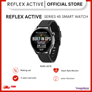 Reflex Active Series 45 Black Silicone AMOLED GPS Sports Smart Calling Watch 1.43" GPS IP68 Sleep Calorie Tracking