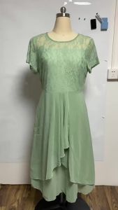 G72025 European Station European and American Dress Chiffon Patchwork Round Neck Sequin Print Flared Long Dress Gown 7/7