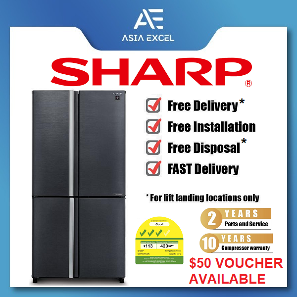 Bulky) SHARP SJ-VX57ES-DS 567L DARK INOX MULTI DOOR REFRIGERATOR