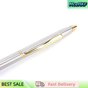 MceHKF 1pc Metal Ballpoint Pen Stationery Stainless Steel Rod Rotating Pen Ballpen