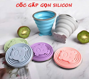 Cốc Gấp Gọn Silicon Hình Gấu Có Dây Treo – Cốc Xếp Gọn Du Lịch Súc Miệng Tiện Mang Theo