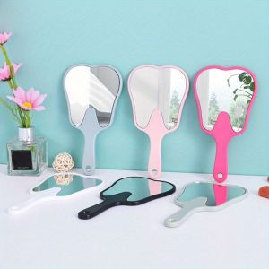 FORESTRY Mini Tooth-shaped Mirror Plastic High-definition Portable Makeup Mirror Durable Lightweight Handheld Sector Mirror Gift Mirror