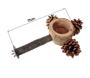 🇸🇬 Bird Perch Feeder with Pine Corn Wooden Perch: Parrot Feeding Bowls