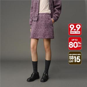 Giordano Women Teddy fleece elastic waist mini skirt Free Shipping 12465601