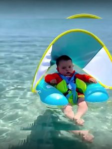 Baby Swimming Float Inflatable Swimming Ring with Sunshade Floating Accessories Circle Bath Summer Toy Toddler
