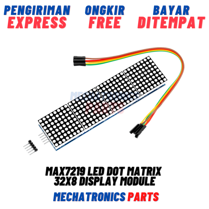 MAX7219 Led Dot Matrix 32X8 Red Light Display Modul Rapat No Gap Merah For Arduino