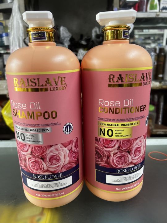 Cặp Dầu Gội Xả Hoa Hồng RAISLAVE Luxury Rose Oil 2000ml x2