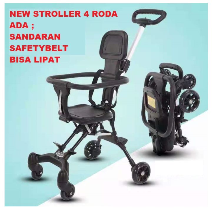 ALAT PERLENGKAPAN TRAVEL STROLLER SEPEDA DORONG ANAK BAYI 4 RODA