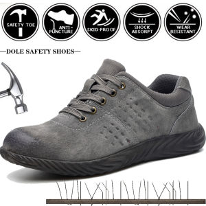 Mens safety work boots mens pigskin upper breathable steel toe boots womens labor protection fashionable desert work shoes