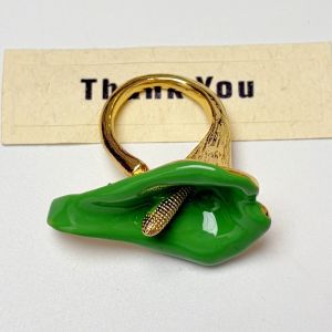 DJDK Adjustable Enamel Calla Flower Ring Colorful Metal Geometric Open Ring Luxury Minimalist Vintage Ring Women