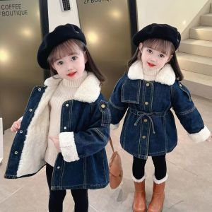 Girls Thicken Warm Denim Jackets 2025 Autumn Winter Kids Casual Velvet Lapel Jean Outerwear Coat Fashion Children Clothing Parka2026