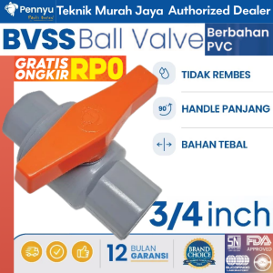 PENNYU BVSS Ball Valve PVC Plastik 3/4" Stop Kran Air 150 PSi 075 Inch Gagang Plastik SNI Garansi