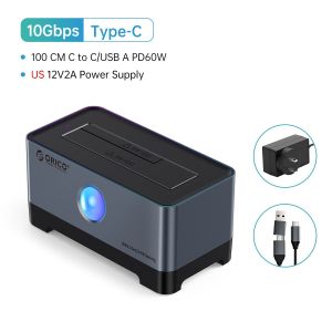 ORICO RGB HDD Docking Station Type-C อลูมิเนียม2.5/3.5นิ้ว HDD Case RGB Cyberpunk Design 10Gbps Fast Speed Hard Disk Bay สำหรับ PC