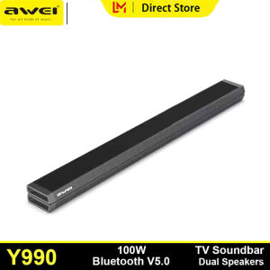 【1 Year Warranty】Awei Y990 Wireless TV Soundbar With Subwoofer 100W Bluetooth 5.0 3D Vigorous Surround Stereo Bass Speaker with Multi-Function Remote Control For Home Theater Living Room Office Company