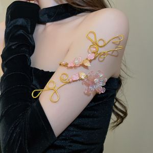 FOUNDTWO Floral Iris Flower Bracelet Vintage Hollow Out Armband Elegant Exotic Style Gold Jewelry Girls