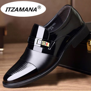ITZAMANA （COD 3 Days Delivery） Fashion Oxfords Business Casual Leather Shoes Formal Office Shoes for Men Slip-on & Pull-on Genuine Leather Shoes Large size