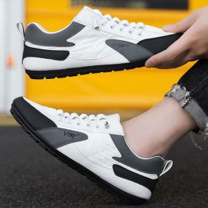 UUJULYES [ลดล้างสต๊อก] รองเท้ากีฬาส้นเตี้ยผู้ชาย สีเขียว ดำ ขาว เรียบง่าย พร้อมส่งในกรุงเทพ เบา สบาย เหมาะกับโอกาสต่างๆ ทั้งทำงานและเรียนหนังสือ