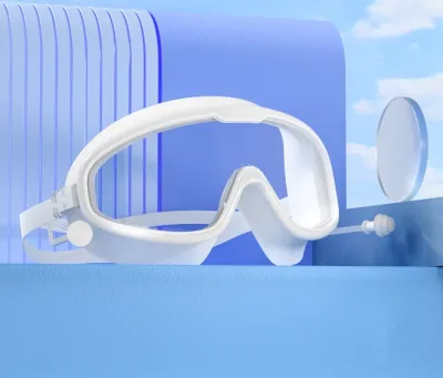 แว่นตาว่ายน้ำ ผู้ใหญ่ Goggles แถมปิดหูกันน้ำเข้า แว่นตาว่ายน้ํากันน้ํากันหมอกกรอบใหญ่สําหรับผู้ชายและผู้หญิง