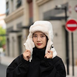 Womens Lei Feng padded winter riding cap thickened wool windproof electric car fleece cap