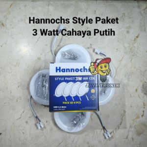 Lampu LED Plafon downlight Hannochs STYLE Paket 3 Watt IBR CDL Isi 4PCS Cahaya Putih SNI Original