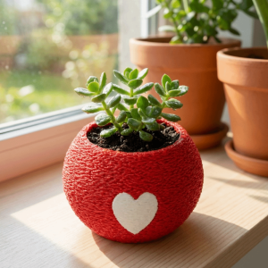 ZSDN MALL Heart Pattern 3D Printed Plant Pot Mini Plastic Eco-Friendly Planter Unique Decorative Green Onion Pots Balcony Decor