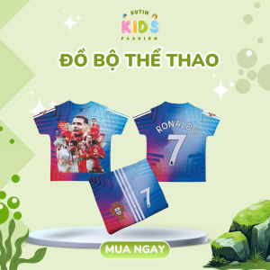 Đồ bộ thể thao quần áo bóng đá trẻ em Ronaldo số 7 chất thun lạnh co giãn 4 chiều in 3D từ 10-60kg
