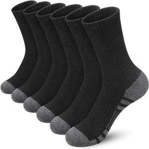 6 Pairs Men Long Sports Socks Breathable Cotton Blend Athletic Crew Socks for Basketball and Daily Wear Size 39-47