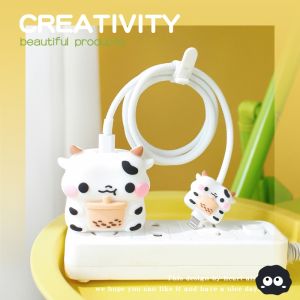 CrashStar Silicone Soft Cartoon Charger Protection For iPhone 18W 20W Fast Charger Protective Case Charging Head Plug Protective Cover Date Cable Anti-break Protector Hot Sale