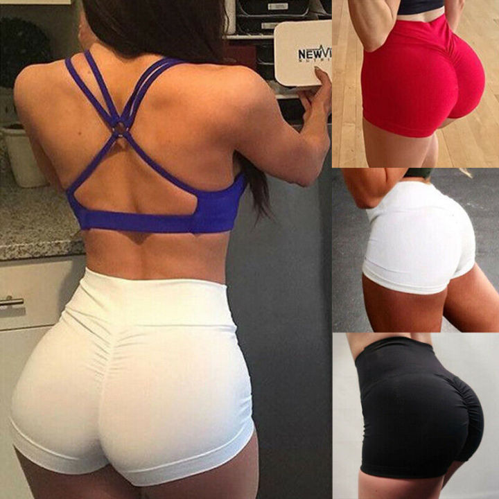  Women Sexy Booty Shorts Solid Color Gym Yoga