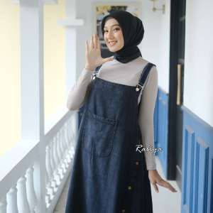 Overall Jeans Wanita Jumbo Wash Adem dengan Lengan Panjang - Ukuran M-4XL