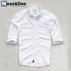 [HCM]Áo sơ mi nam tay dài denim màu trắng phù hợp công sở hai túi nam vải oxford jean cao cấp