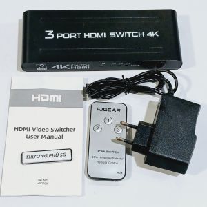 Bộ HDMI SWITCH 3 ra 1 (3 Port HDMI SWITCH 4K) / Bộ công tắc HDMI 3 Input ra 1 Output (Hiệu FJGEAR)