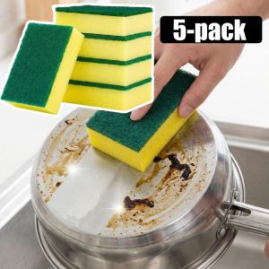 Kitchen Dishwashing Sponge Soft Absorbent Clean Rub Pot Rust Scouring Pad Removing Steel Wool Scrubber Metal Scouring Pad Stainless Steel Scourer Pot Brush Pads