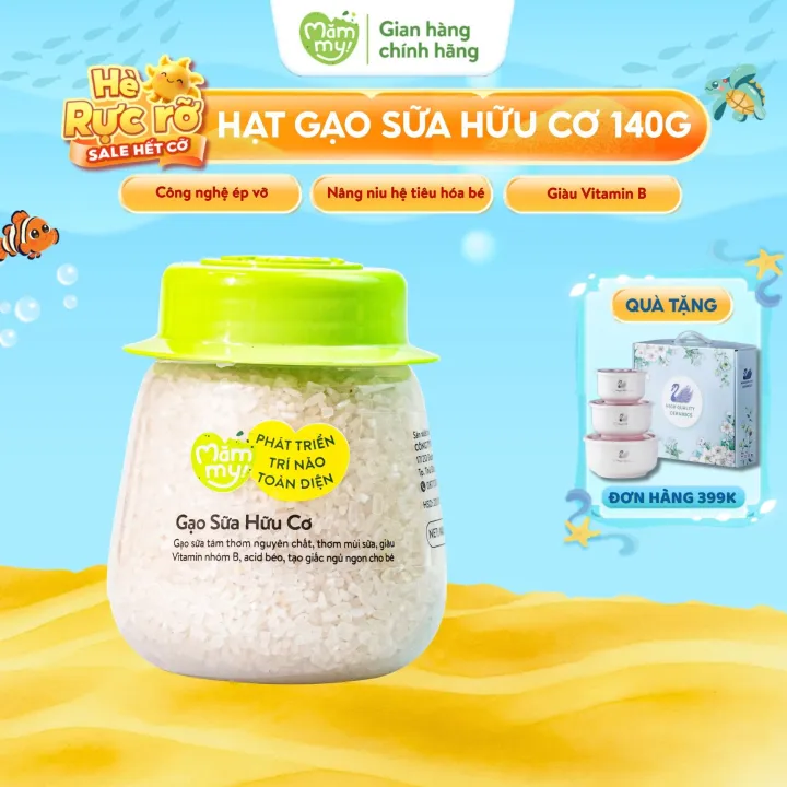 Gạo sữa hữu cơ Mămmy nấu cháo ăn dặm cho bé từ 6 tháng hũ 140gr