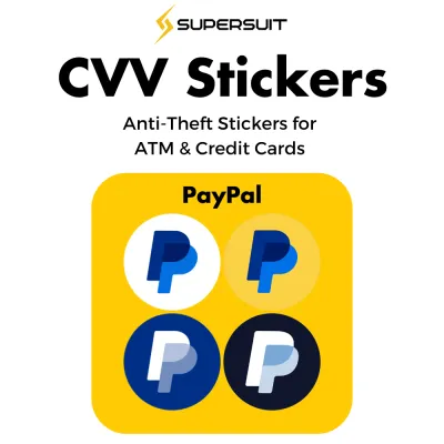 Supersuit Bank CVV Stickers 4Pcs (Anti-Theft Waterproof Stickers for ATM Credit Debit Cards)