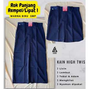 Rok Span Panjang Belah Satu SMP Biru Dongker Anak Perempuan Bahan High Twis