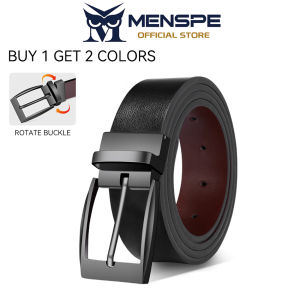MENSPE Men Belt Outdoor Simple Belt Pin Buckle Belt Rotating Buckle Second-layer Cowhide Waistband Double-Sided Two-Color Belt Youth Sports Pant Belt Simple Nice Waistband