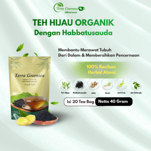 Terra Greentea Teh Herbal Diet Perut Buncit cuci usus Detoks pencernaan teh habbatusauda