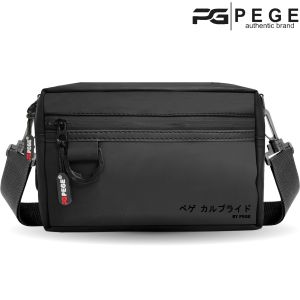 Tas Selempang Pria 2in1 PEGE Streck Slingbag Pouch Hitam Casual Waterproof - PG 9059