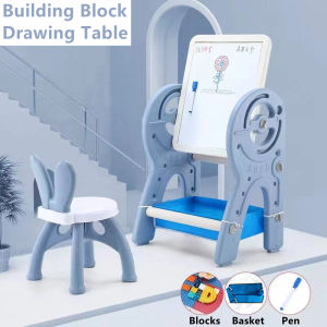 Baby 3in1 Multi-functional building table drawing board table stool set Building Blocks Table Learning Writing Board Drawing Board With Chair Set For Kids Study Table and Chair For Kids