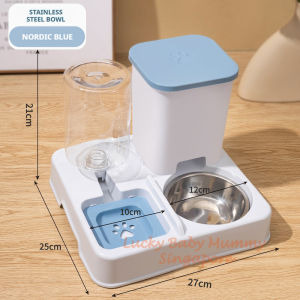 2-in-1 Pet Feeder Water Dispenser With Stainless Steel Bowl/Auto Drinking & Feeding /rainbowculture